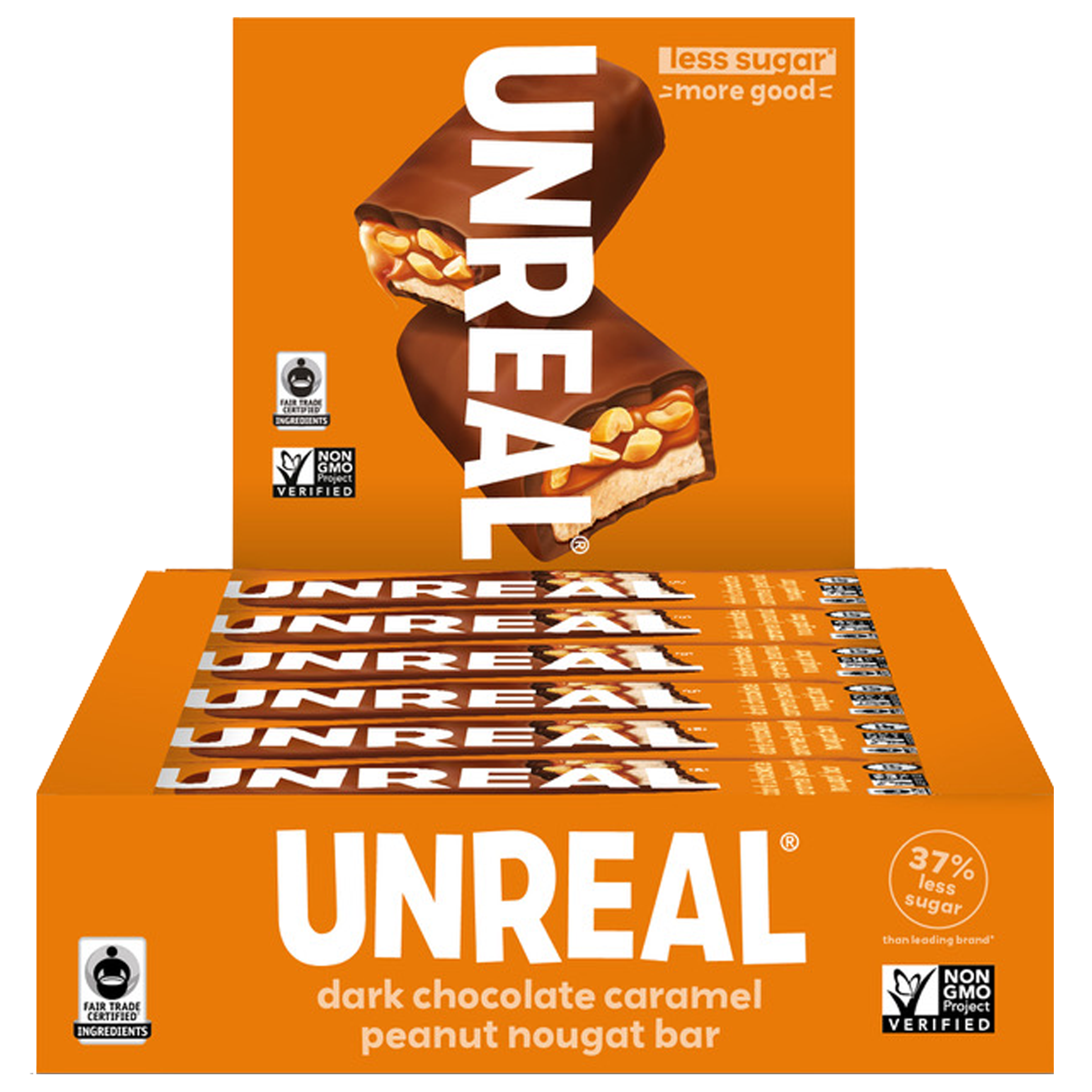 Dark chocolate caramel peanut nougat bar - grab & go box XL bars