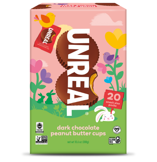 UNREAL easter box — dark chocolate peanut butter cups; 20 cups; net wt 10.6 oz (300g)