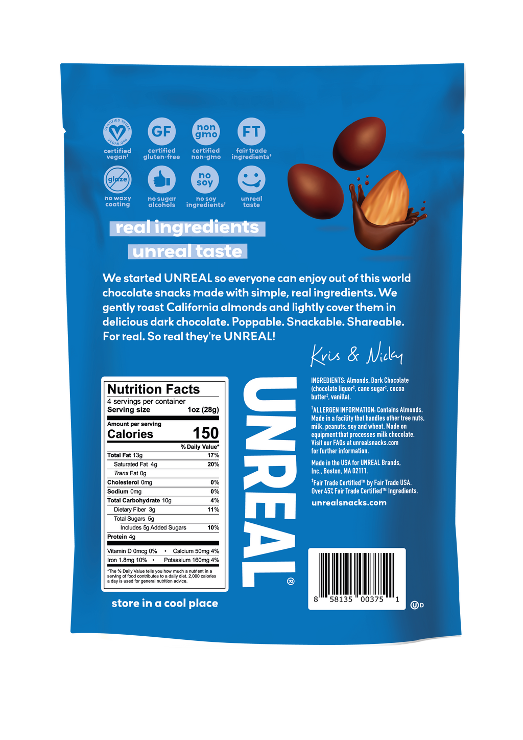 Dark chocolate covered almonds - 2 standard bags