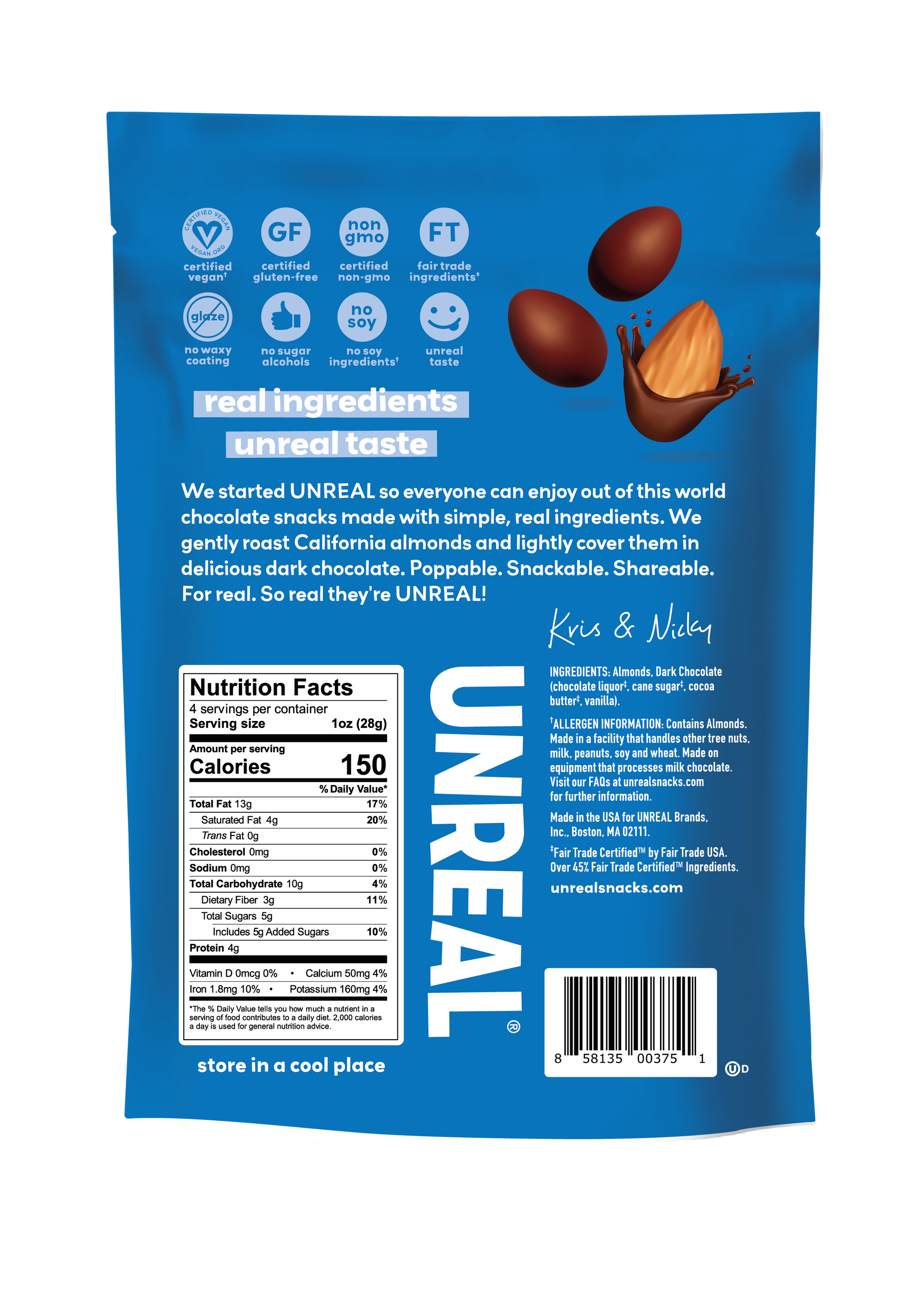 Dark chocolate covered almonds - 2 standard bags