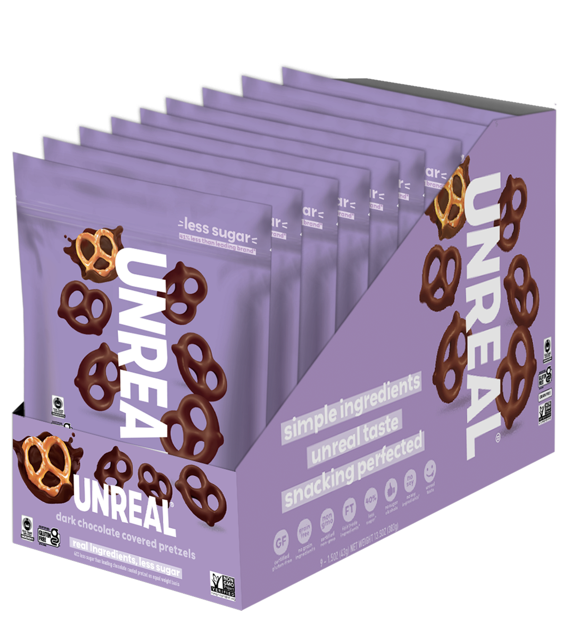 Dark chocolate covered pretzels - grab & go box