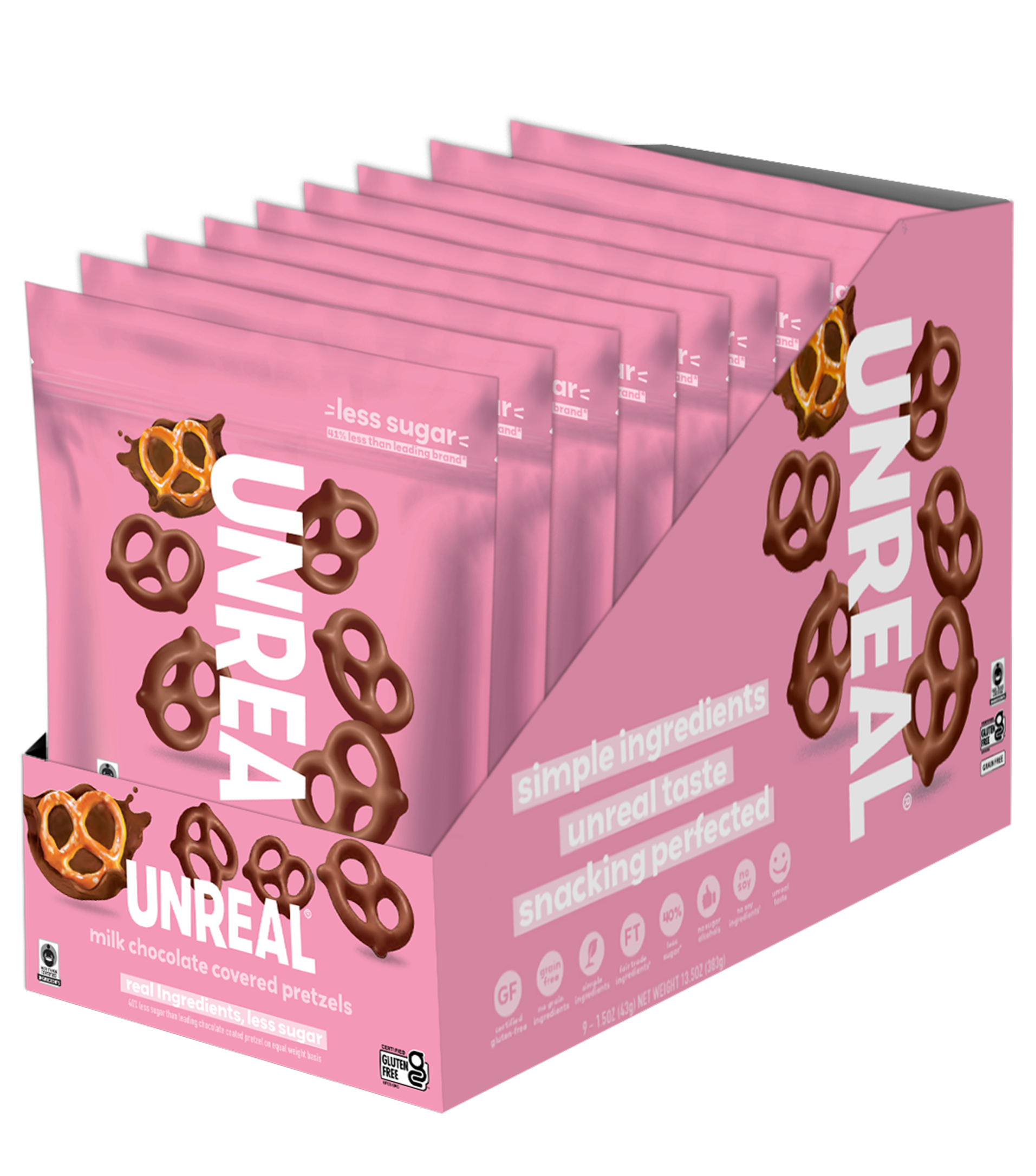 Milk chocolate covered pretzels - grab & go box
