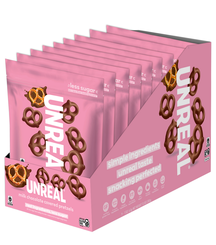 UNREAL® | milk chocolate covered pretzels UNREAL® | milk chocolate covered pretzels