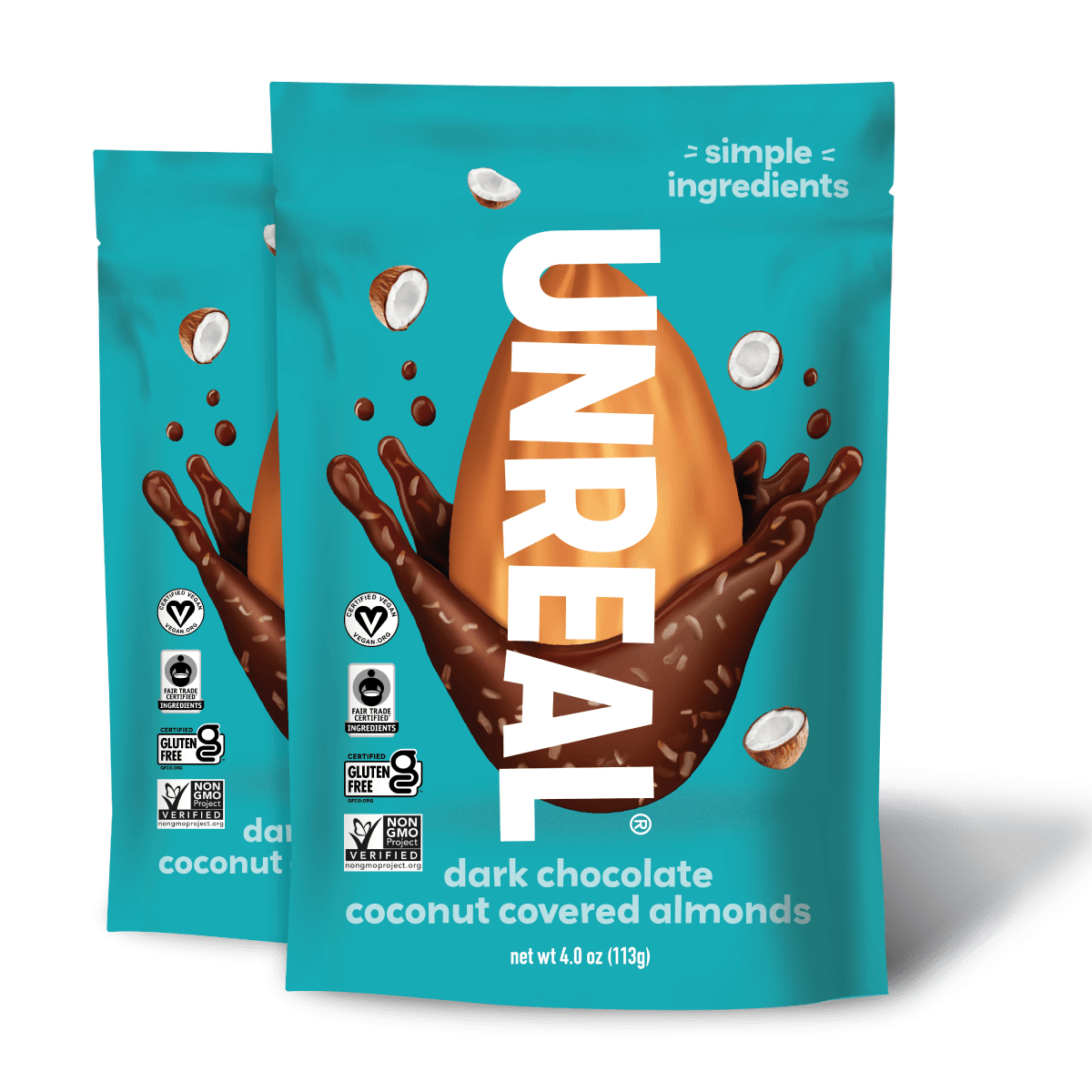 Dark chocolate coconut covered almonds - 2 standard bags