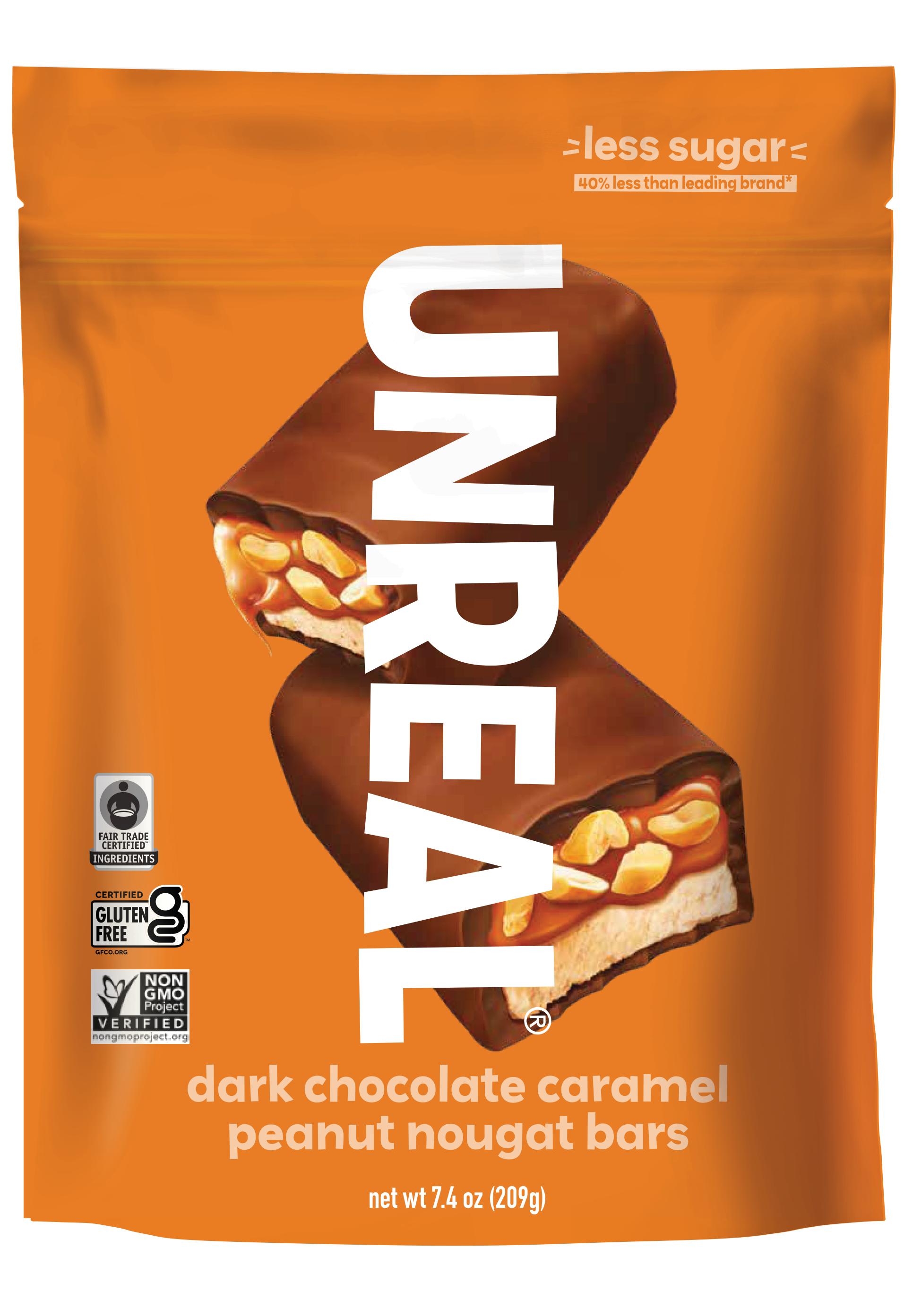 Dark chocolate caramel peanut nougat bars - value size bags