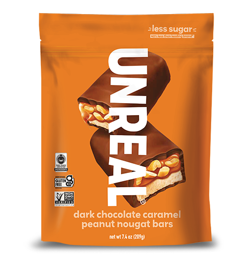 Dark chocolate caramel peanut nougat bars - value bag