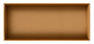Empty rectangular corrugated cardboard box interior, top-down view.